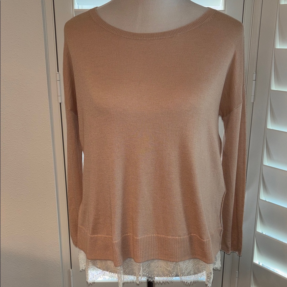 Joie Camel/Light Peach Crew Neck Sweater - S